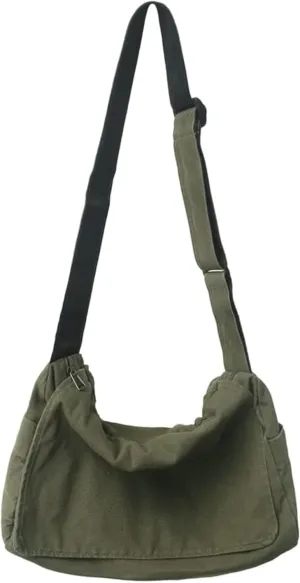 Canvas Messenger Bag Crossbody Shoulder Bag Vintage Tote Bag Large Hobo Bag for Women Girls