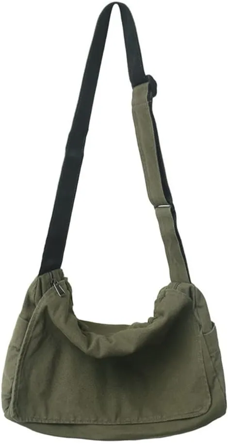 Canvas Messenger Bag for Women Large Shoulder Bag Vintage Crossbody Bag Casual Travel Purse