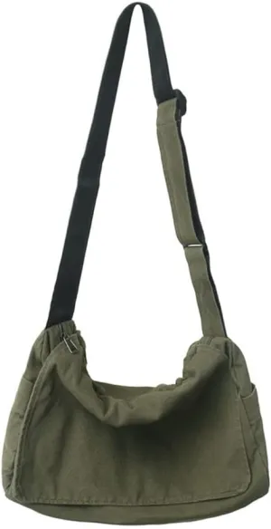 Canvas Messenger Bag for Women Large Shoulder Bag Vintage Crossbody Bag Casual Travel Purse