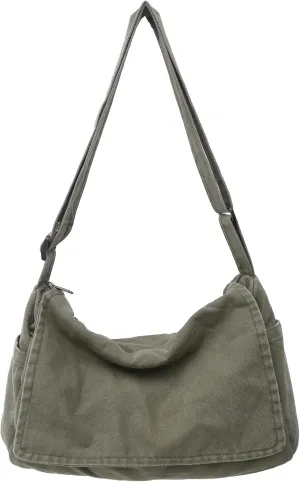 Canvas Messenger Bag for Women Men Vintage Satchel Bag Aesthetic Crossbody Shoulder Bag Casual Sling Bag
