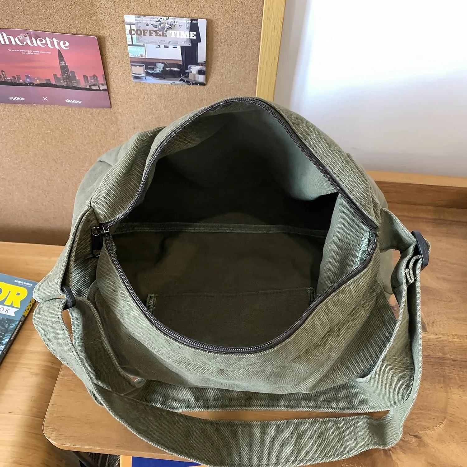 Canvas Messenger Bag for Women Men Vintage Satchel Bag Aesthetic Crossbody Shoulder Bag Casual Sling Bag