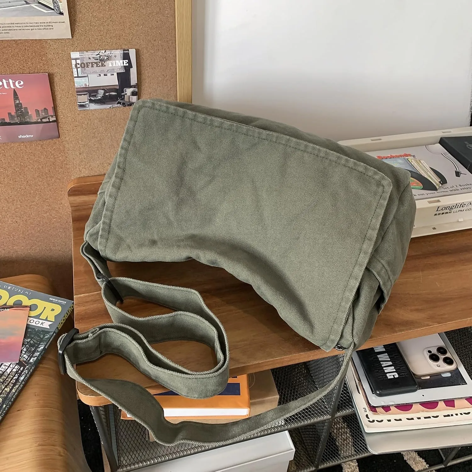 Canvas Messenger Bag for Women Men Vintage Satchel Bag Aesthetic Crossbody Shoulder Bag Casual Sling Bag