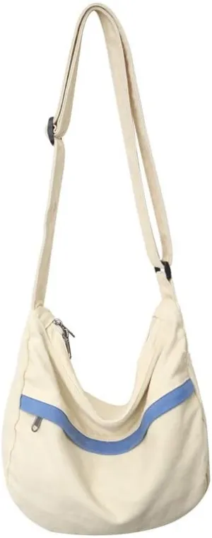 Canvas Messenger Bag Hobo Crossbody Bag for Women Shoulder Tote Handbag Vintage Aesthetic Travel Work