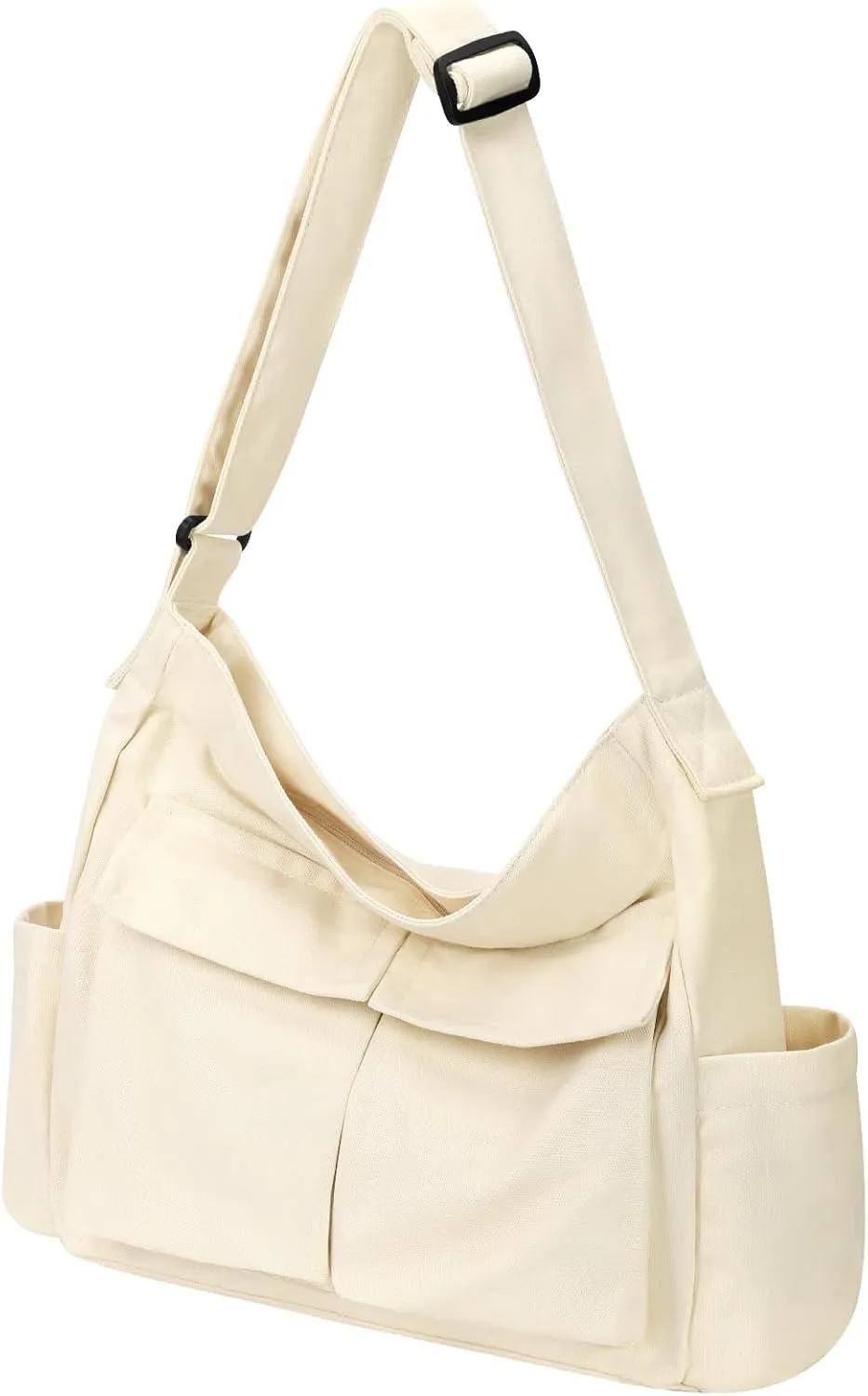 Canvas Messenger Bag Hobo Shoulder Bag Crossbody Bag with Multiple Pockets Large Tote Bag Handbag for Women Men