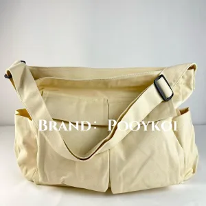 Canvas Messenger Bag Large Crossbody Bag with Multiple Pockets Canvas Shoulder Tote Bag for Women and Men