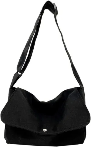 Canvas Messenger Bag Medium Size Hobo Crossbody Bag for Women Trendy Shoulder Bag Casual Travel Beach Bag Daily Work Bag