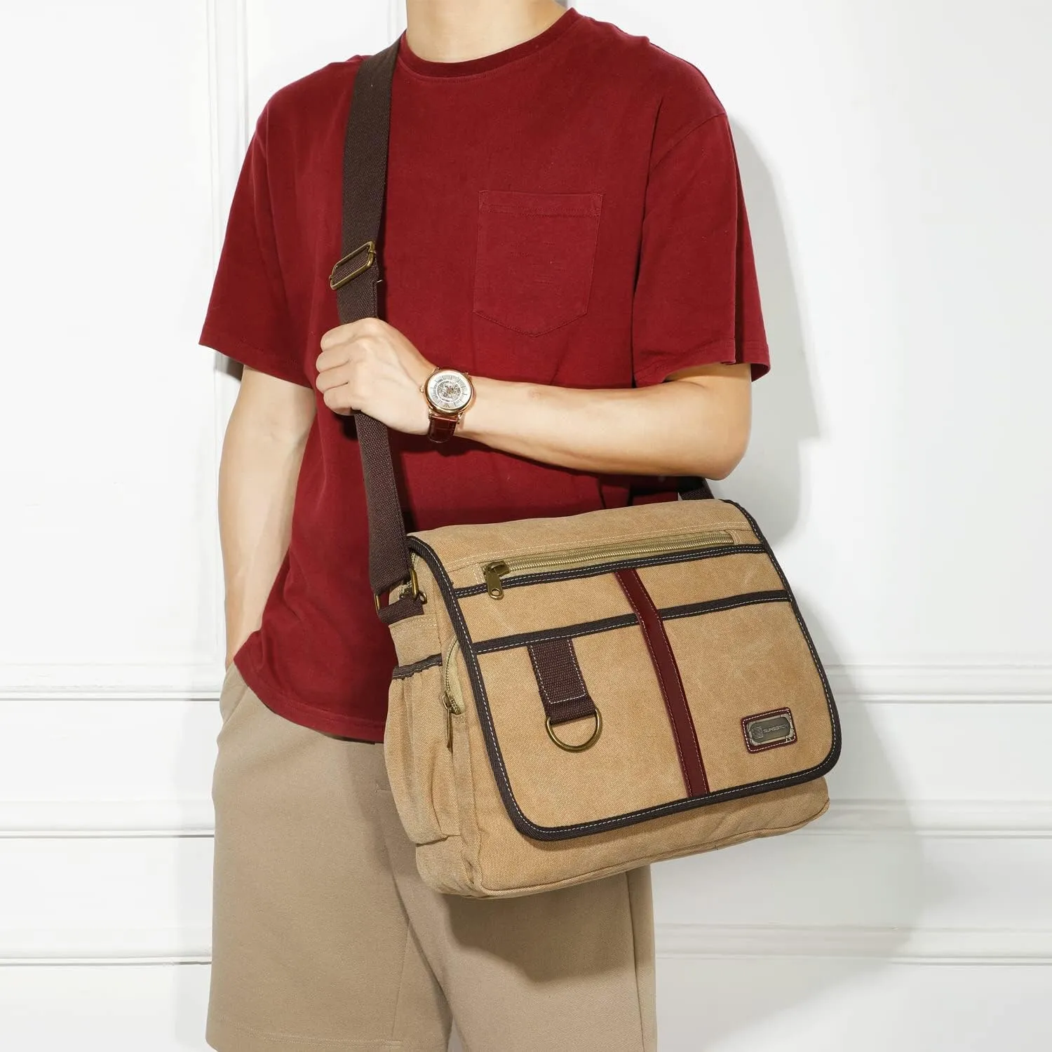 Canvas Messenger Bag Satchel Bag Crossbody Bag Shoulder Bag 14inch With Water Pocket