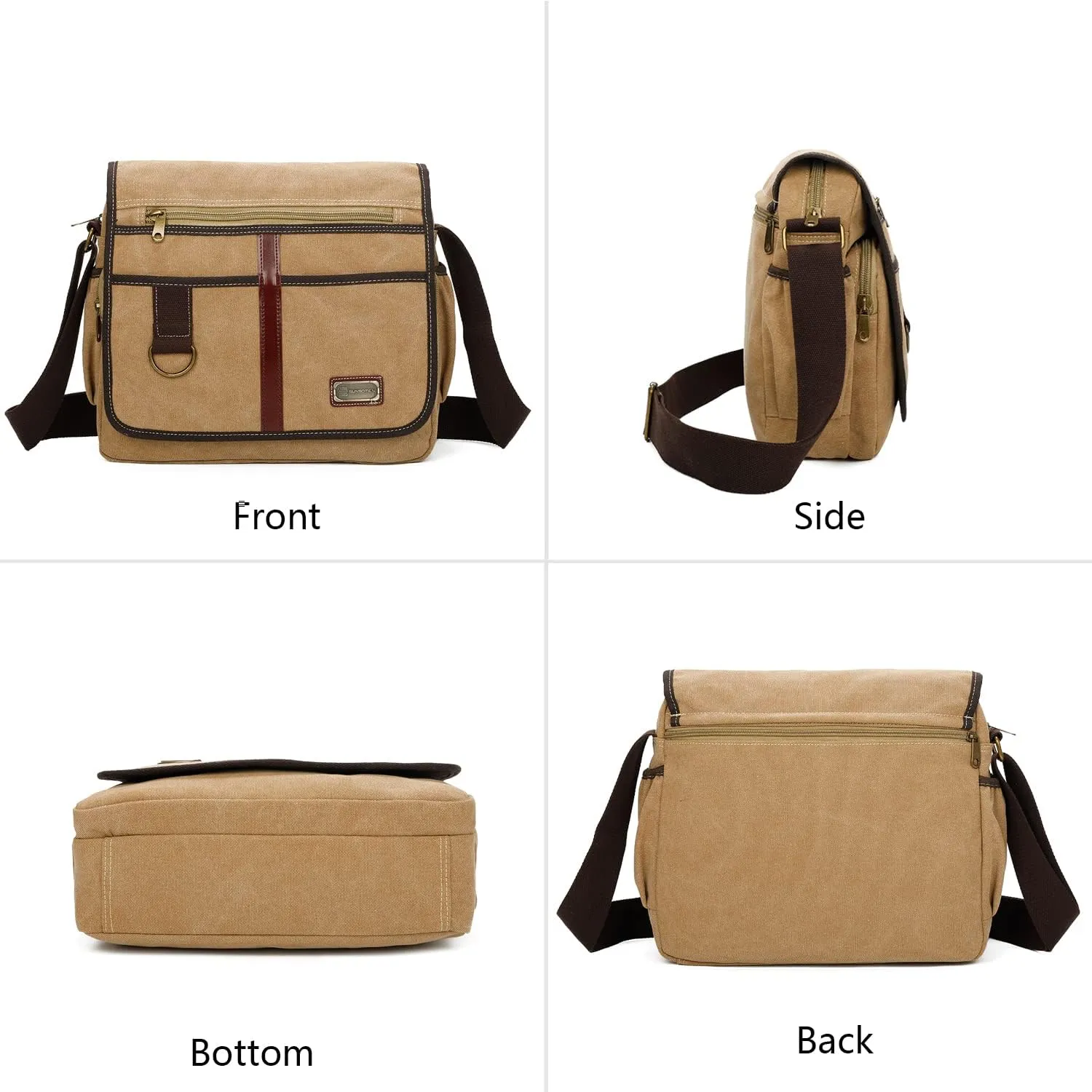 Canvas Messenger Bag Satchel Bag Crossbody Bag Shoulder Bag 14inch With Water Pocket