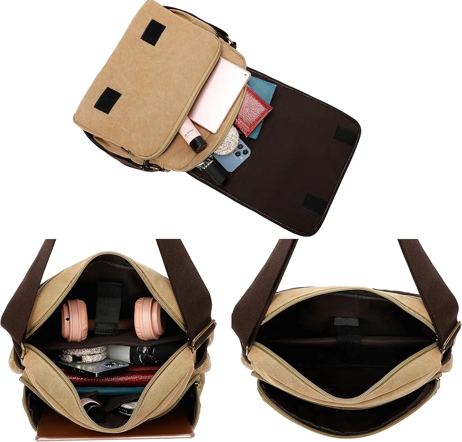 Canvas Messenger Bag Satchel Bag Crossbody Bag Shoulder Bag 14inch With Water Pocket