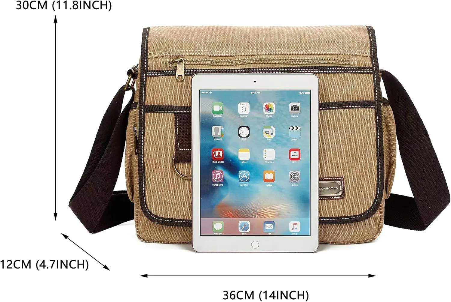 Canvas Messenger Bag Satchel Bag Crossbody Bag Shoulder Bag 14inch With Water Pocket