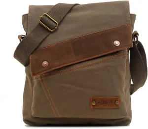 Canvas Messenger Bag, Shoulder Crossbody Purse Pack,Travel Hiking Climbing Cycling Outdoors Portable Daypack (Army Green)
