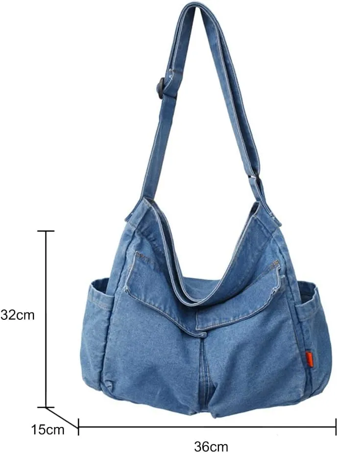 Canvas Shoulder Bag Large Hobo Crossbody Bag with Multiple Pockets Canvas Messenger Tote Bag for Women and Men