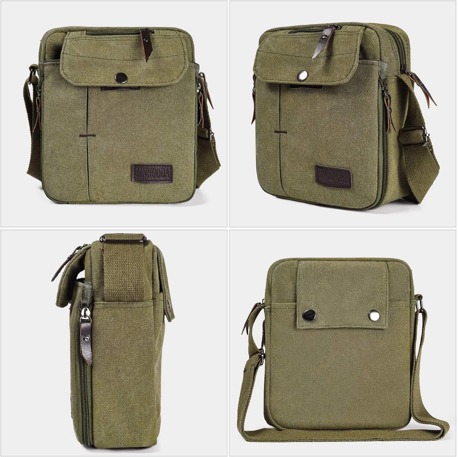 Canvas Small Messenger for Men Women, Mini Crossbody Shoulder Chest Travel Bag, Multi-pocket Purse