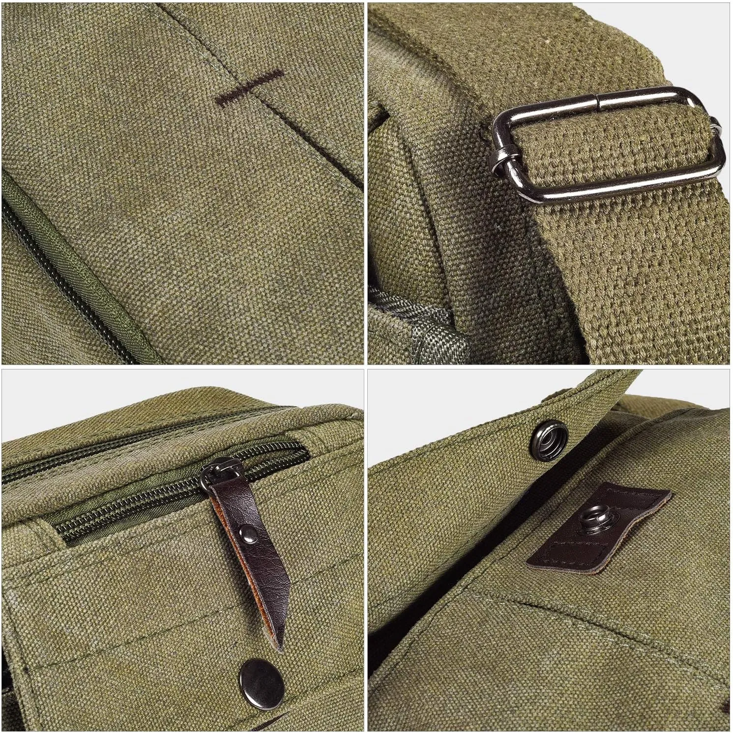 Canvas Small Messenger for Men Women, Mini Crossbody Shoulder Chest Travel Bag, Multi-pocket Purse