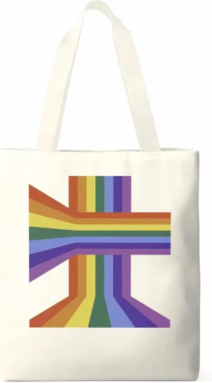 Canvas Tote Bag, Abstract Rainbow Striped Aesthetic Canvas Tote Handbags for Women Shoulder Bag