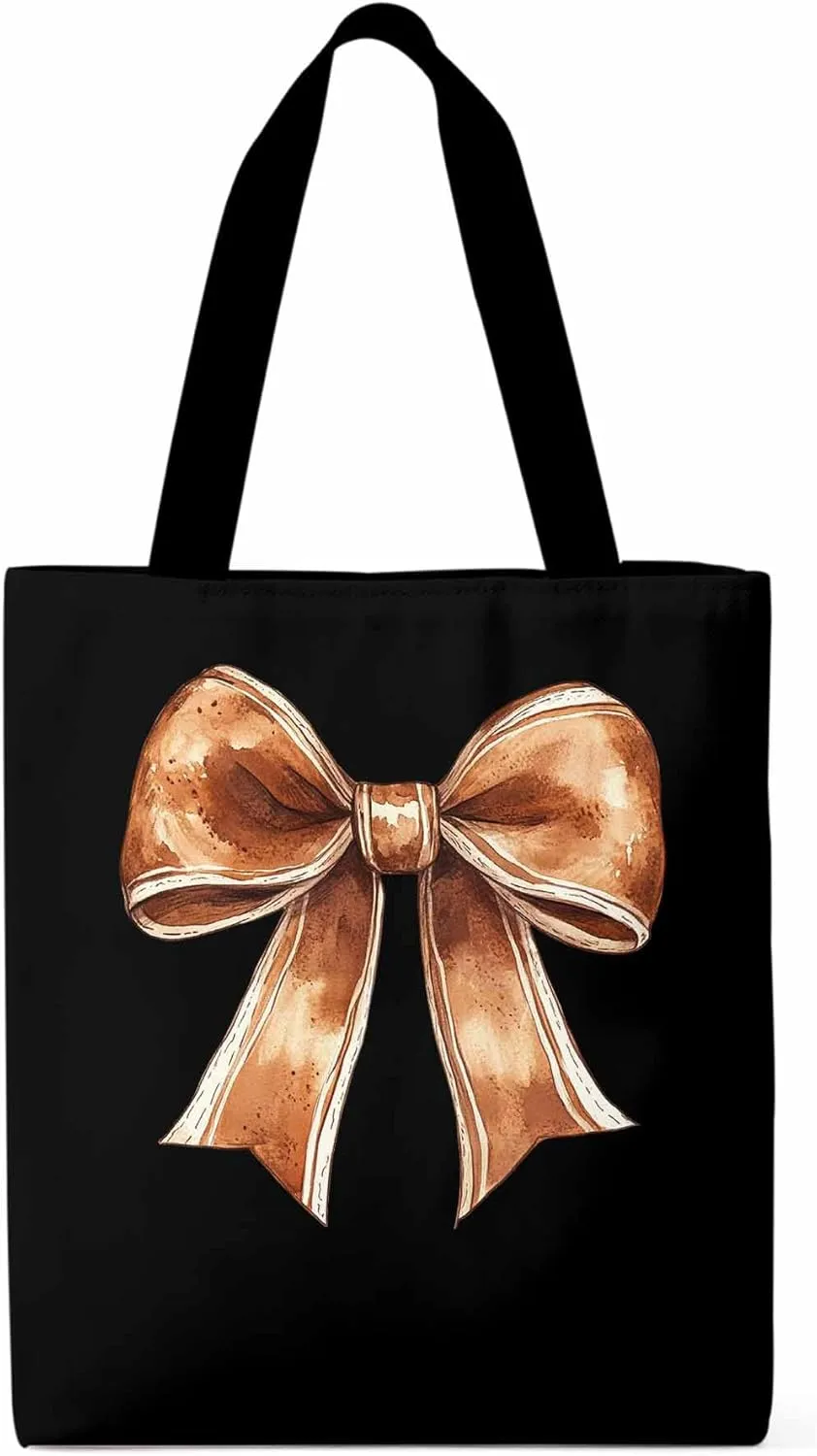 Canvas Tote Bag, American Football Bow Color Aesthetic Canvas Tote Handbags for Women Shoulder Bag