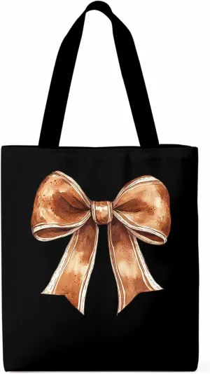 Canvas Tote Bag, American Football Bow Color Aesthetic Canvas Tote Handbags for Women Shoulder Bag