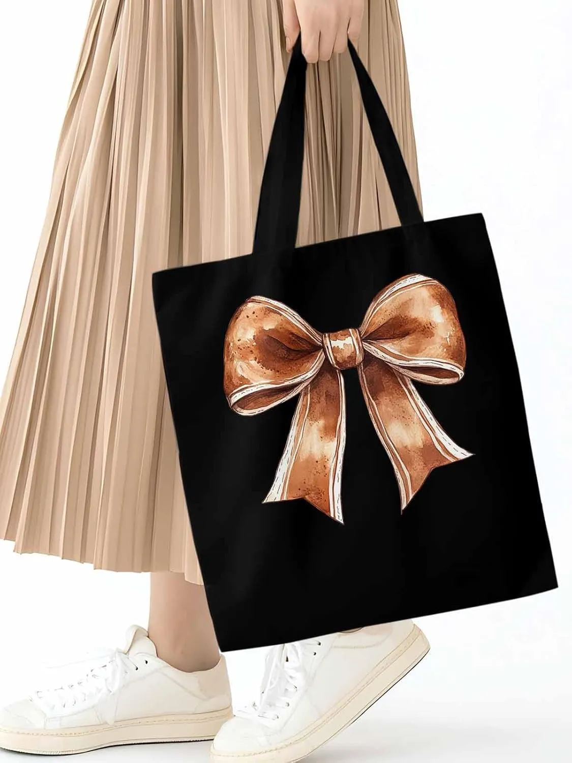 Canvas Tote Bag, American Football Bow Color Aesthetic Canvas Tote Handbags for Women Shoulder Bag