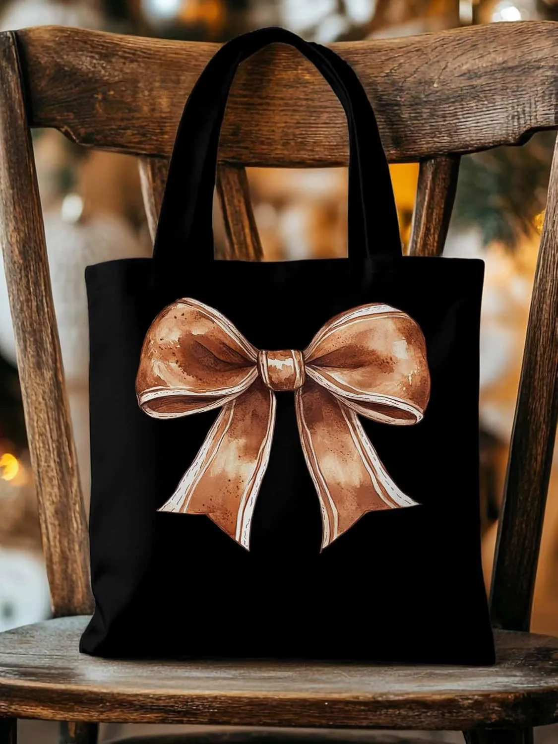 Canvas Tote Bag, American Football Bow Color Aesthetic Canvas Tote Handbags for Women Shoulder Bag