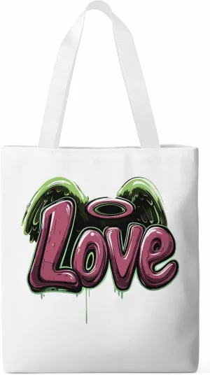 Canvas Tote Bag, Love Graffiti Valentine's Day Aesthetic Canvas Tote Handbags for Women Shoulder Bag