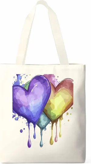 Canvas Tote Bag, Valentine's Day Aesthetic Canvas Tote Handbags for Women Shoulder Bag Love Heart Graffiti
