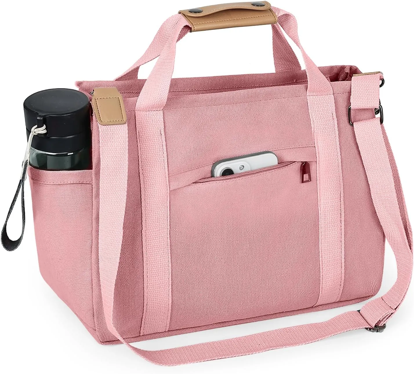 Canvas Tote Bag with Multiple Pockets for Women, Cute Crossbody Shoulder Bag Casual Hobo Messenger Purse Handbag