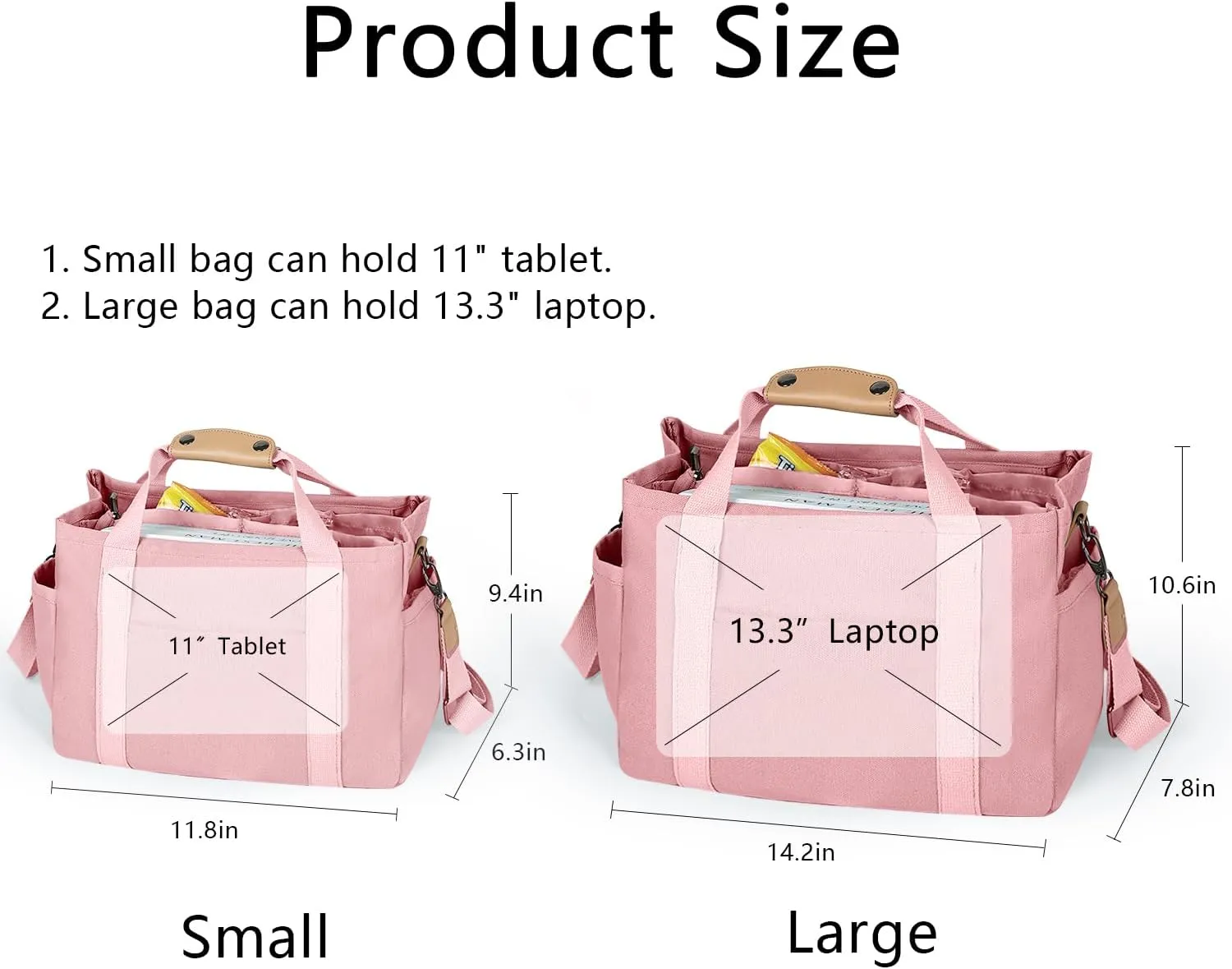 Canvas Tote Bag with Multiple Pockets for Women, Cute Crossbody Shoulder Bag Casual Hobo Messenger Purse Handbag