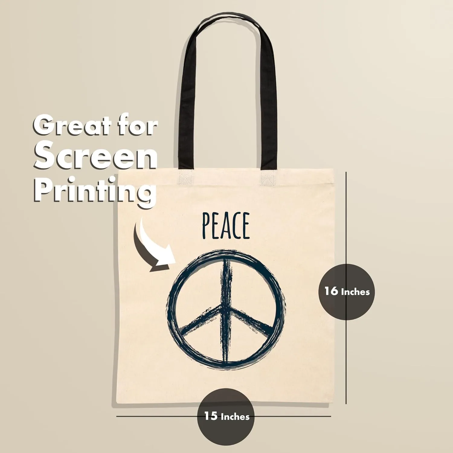 Carrywell |Not Made in China| Cotton Canvas Tote Bags, Blank Reusable Shopping Bags, Organic Cloth, Screen Print and DIY