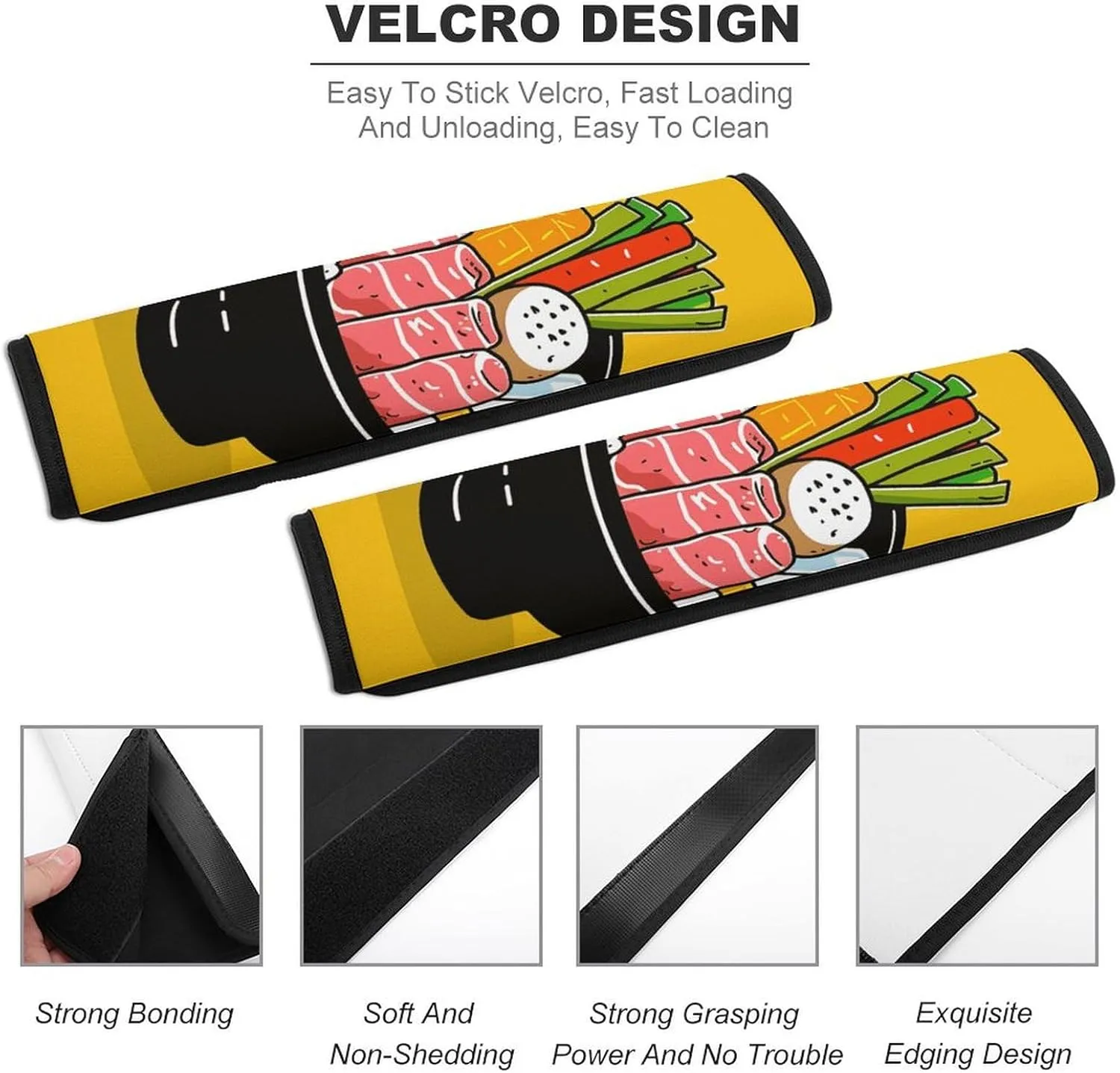 Cartoon Hotpot Doodle Auto Seat Belt Cover 2PCS Universal Car Seat Belt Shoulder Protector Pad, Protect Your Shoulders and Neck for Car Seat Belt, Shoulder Bag, Backpack