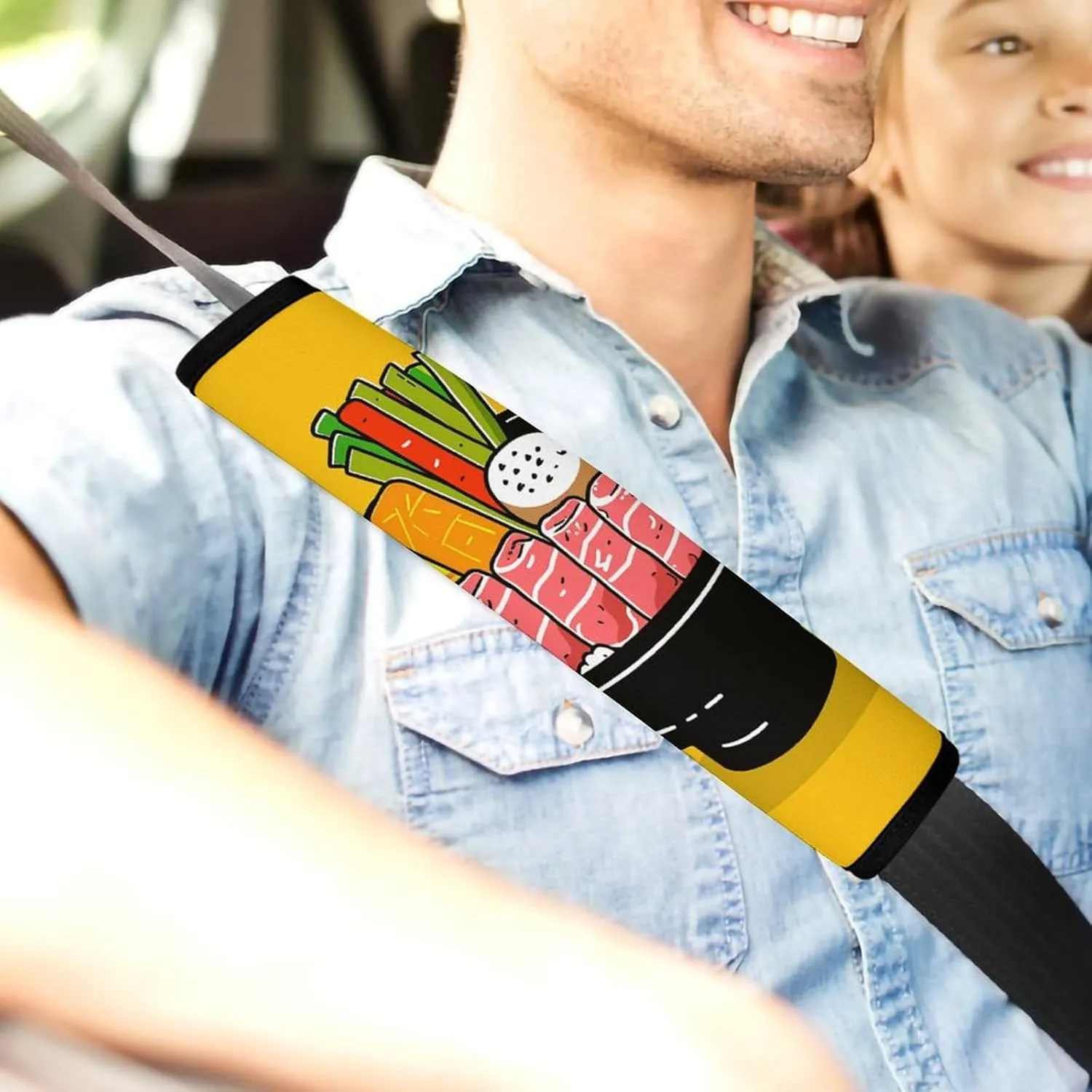 Cartoon Hotpot Doodle Auto Seat Belt Cover 2PCS Universal Car Seat Belt Shoulder Protector Pad, Protect Your Shoulders and Neck for Car Seat Belt, Shoulder Bag, Backpack