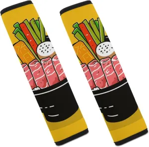 Cartoon Hotpot Doodle Auto Seat Belt Cover 2PCS Universal Car Seat Belt Shoulder Protector Pad, Protect Your Shoulders and Neck for Car Seat Belt, Shoulder Bag, Backpack