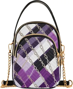 Chain Link Purple Black Small Handbag Crossbody Bag for Women Quilted Bags Shoulder Purse Phone Wallet Chain Bag