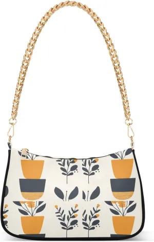 Chain Shoulder Purse Bag with Zipper Pocket for Women Mini Small Hobo Tote Clutch Handbags with Gold Chain Strap