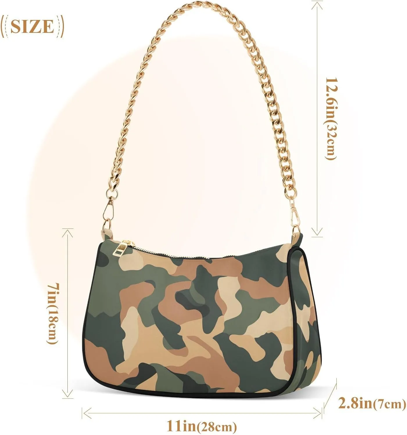 Chain Shoulder Purse Bag with Zipper Pocket for Women Mini Small Hobo Tote Clutch Handbags with Gold Chain Strap