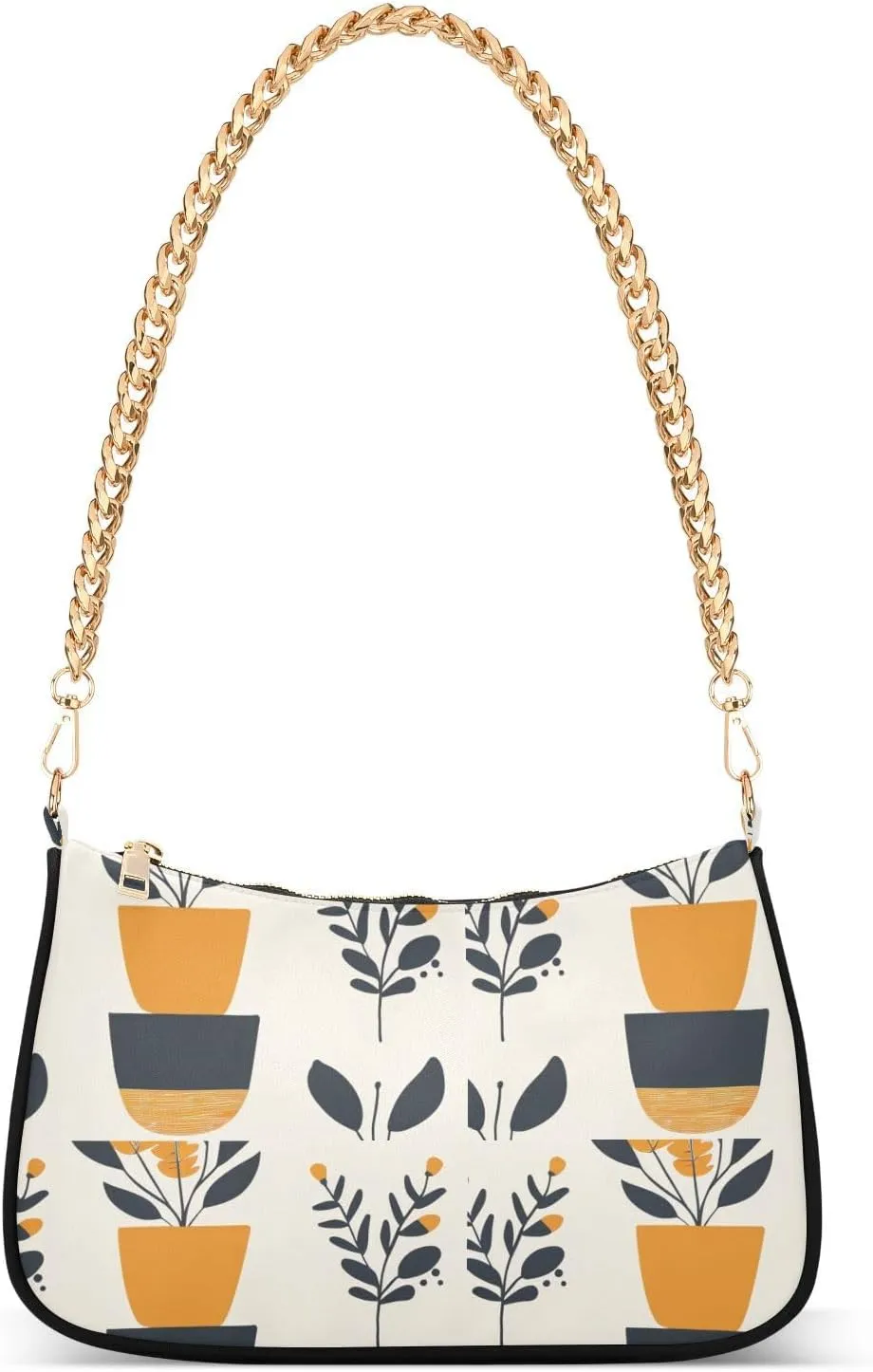 Chain Shoulder Purse Bag with Zipper Pocket for Women Mini Small Hobo Tote Clutch Handbags with Gold Chain Strap