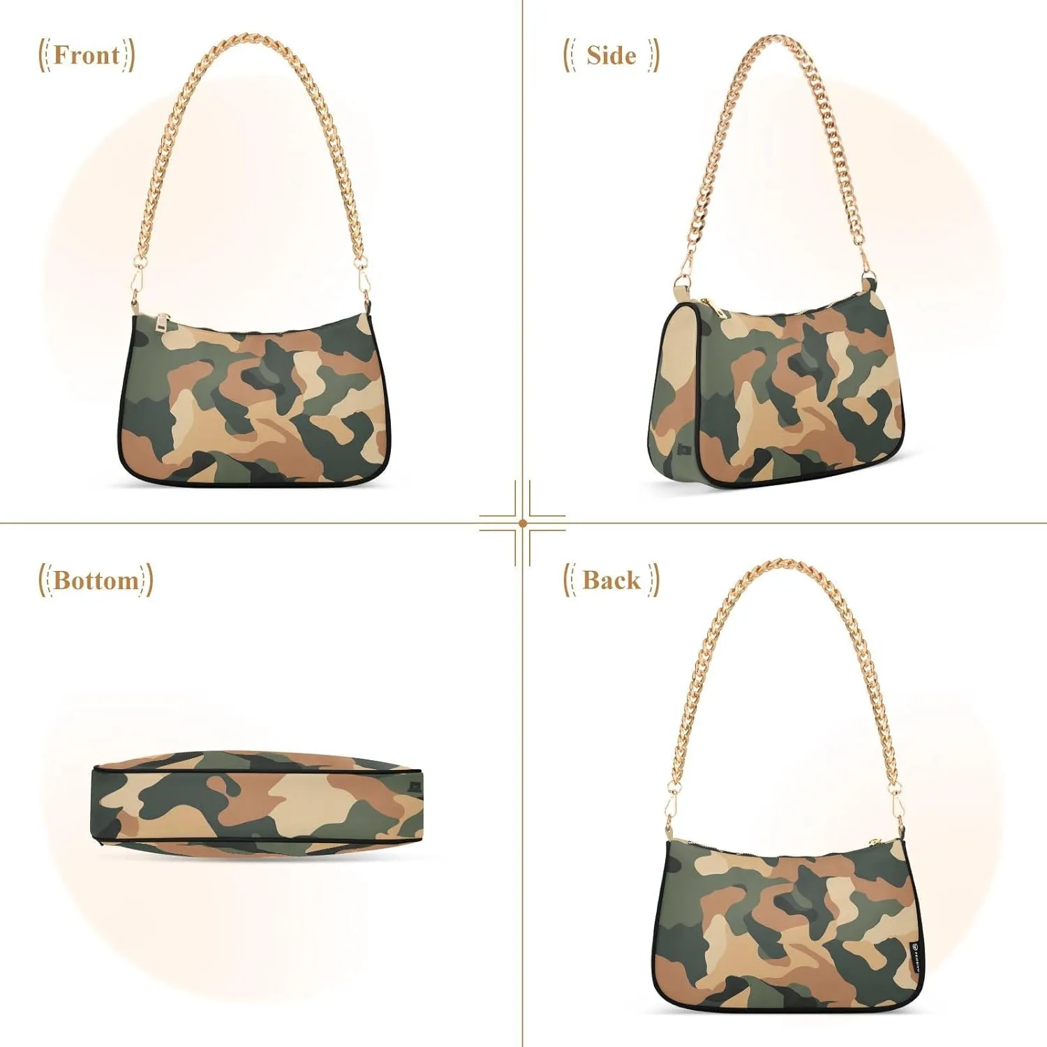 Chain Shoulder Purse Bag with Zipper Pocket for Women Mini Small Hobo Tote Clutch Handbags with Gold Chain Strap