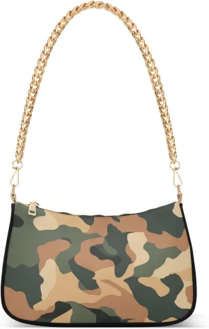 Chain Shoulder Purse Bag with Zipper Pocket for Women Mini Small Hobo Tote Clutch Handbags with Gold Chain Strap