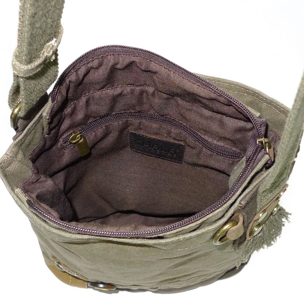 CHALA Canvas Cotton Cross-body Tote Bags with Grand Piano Key Fob/Coin Purse -6 Colors