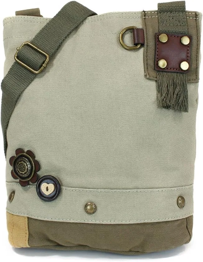 CHALA Canvas Cotton Cross-body Tote Bags with Grand Piano Key Fob/Coin Purse -6 Colors