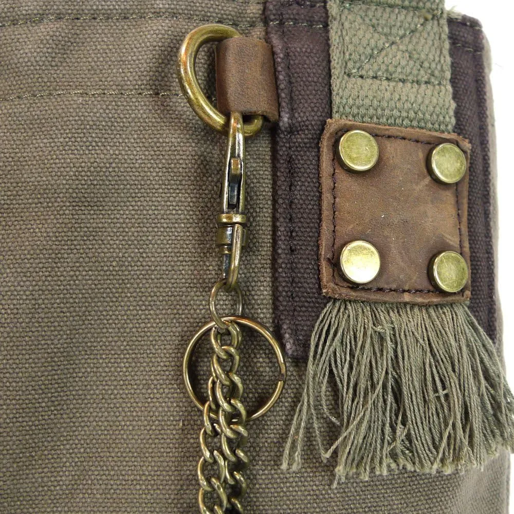 CHALA Canvas Cotton Cross-body Tote Bags with Grand Piano Key Fob/Coin Purse -6 Colors