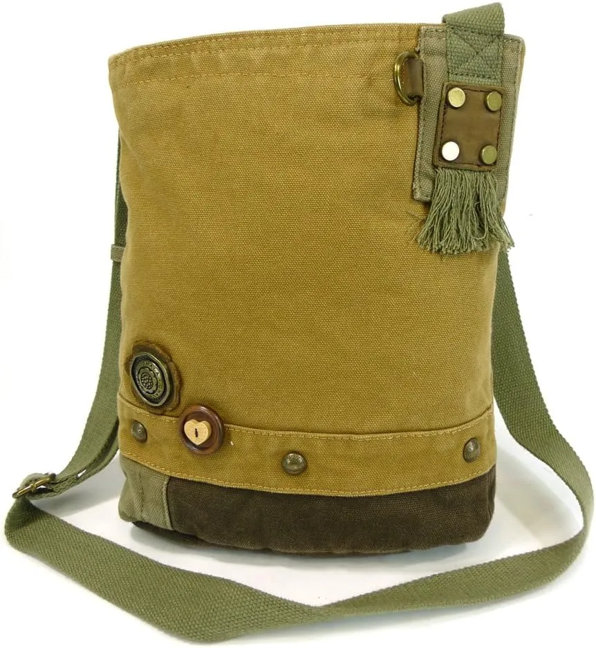 CHALA Canvas Cotton Cross-body Tote Bags with Grand Piano Key Fob/Coin Purse -6 Colors