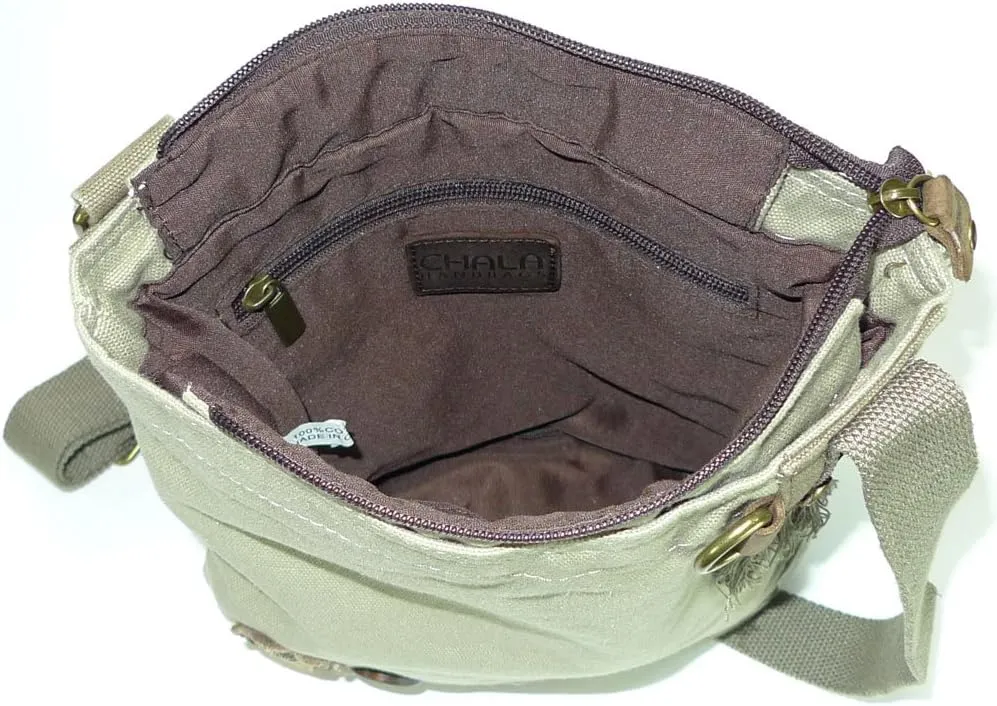 Chala Handbag Patch Cross-body Messenger Bag (Denim Blue) (Sand Moose)