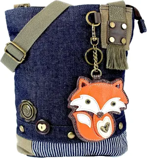 Chala Patch Cross-Body Women Handbag, Blue Denim Canvas Messenger Bag