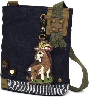 Chala Patch Cross-Body Women Handbag, Blue Denim Canvas Messenger Bag