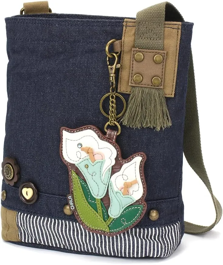 Chala Patch Cross-Body Women Handbag, Blue Denim Canvas Messenger Bag