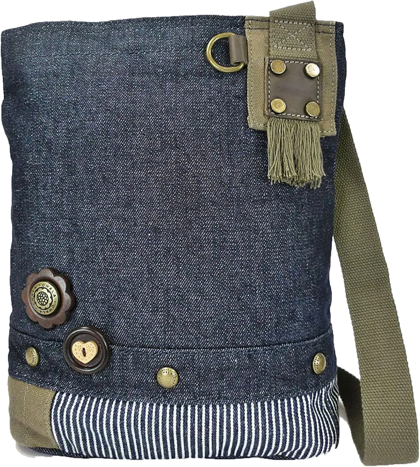 Chala Patch Cross-Body Women Handbag, Blue Denim Canvas Messenger Bag
