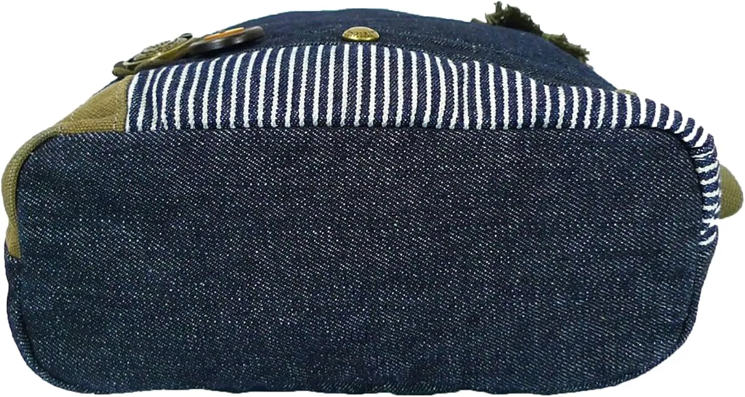 Chala Patch Cross-Body Women Handbag, Blue Denim Canvas Messenger Bag