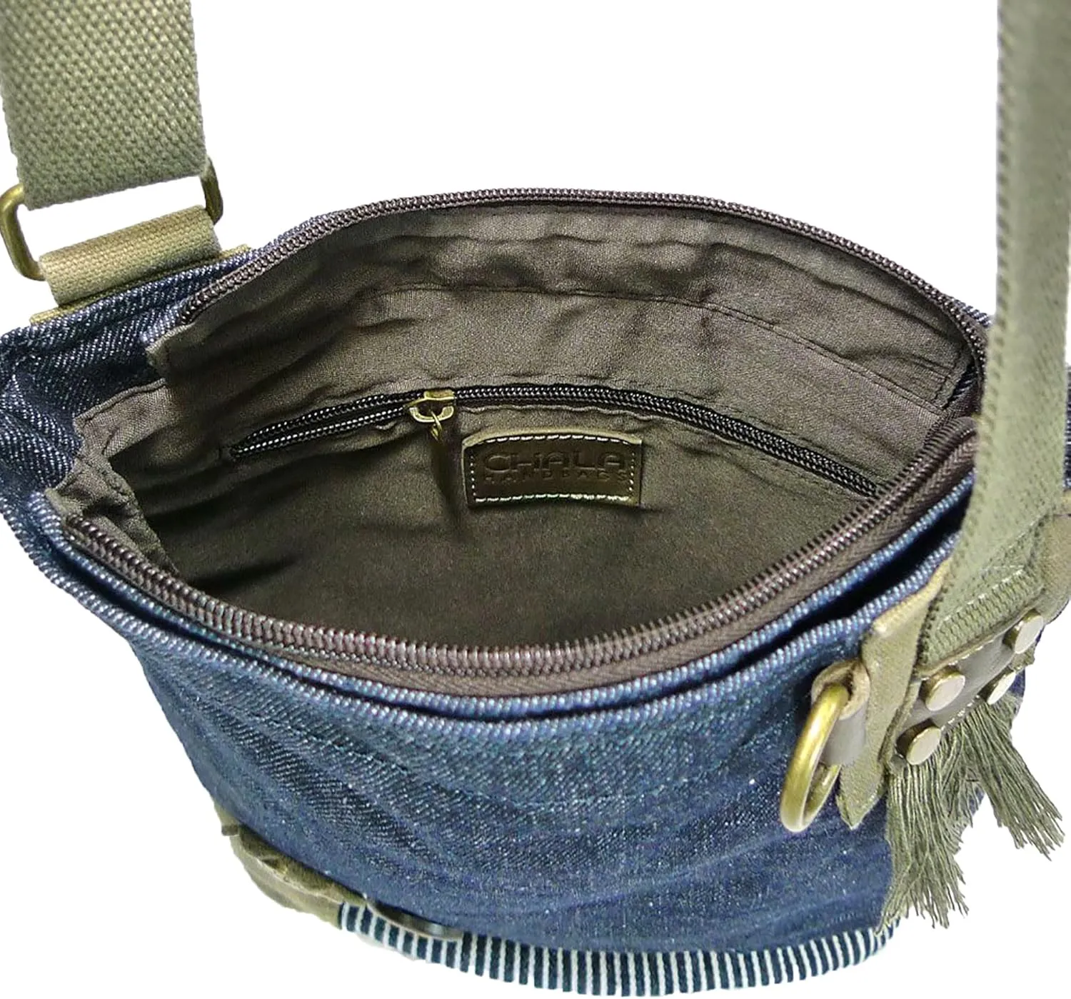 Chala Patch Cross-Body Women Handbag, Blue Denim Canvas Messenger Bag
