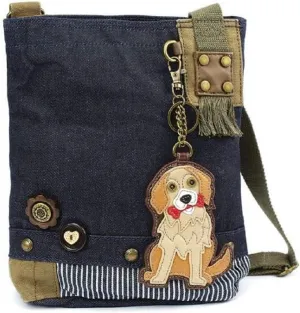 Chala Patch Cross-Body Women Handbag, Blue Denim Canvas Messenger Bag