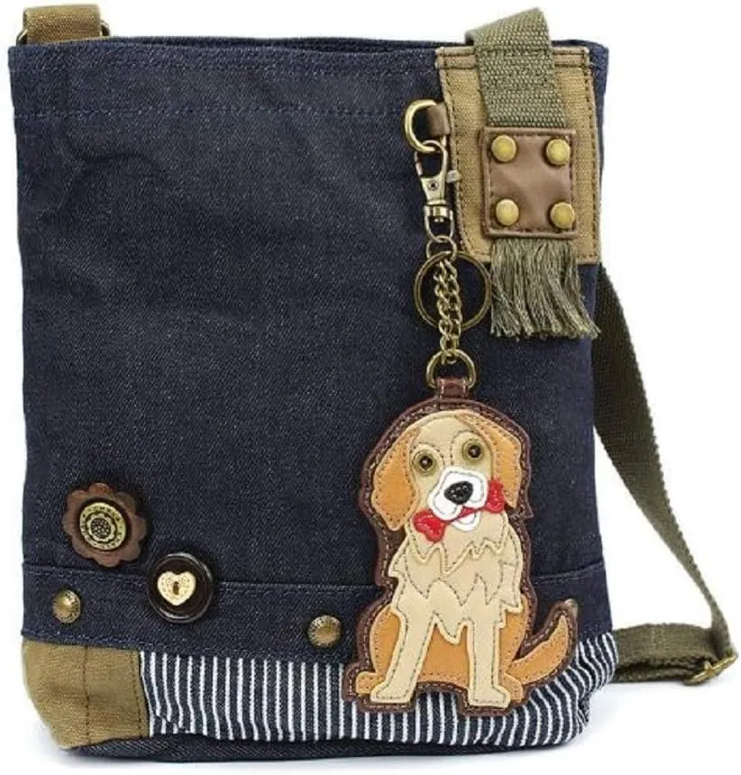 Chala Patch Cross-Body Women Handbag, Blue Denim Canvas Messenger Bag
